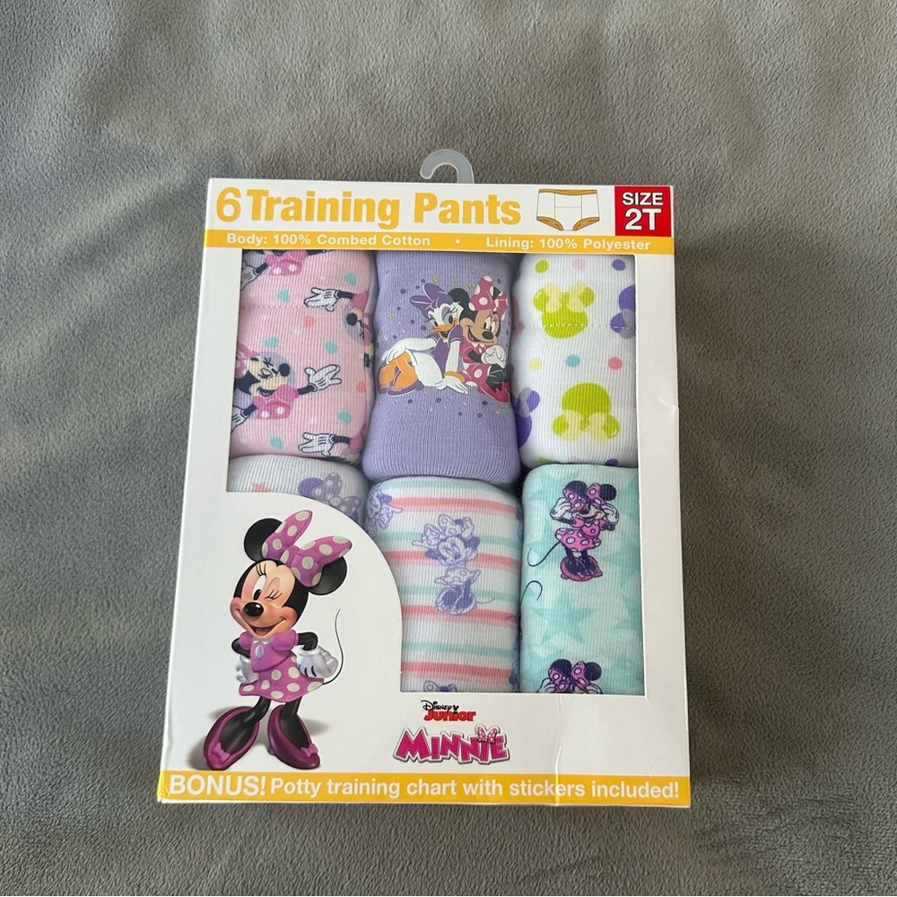 NWT 2T Disney Minnie Mouse Training Pants Set - Pink, Purple, White, Green